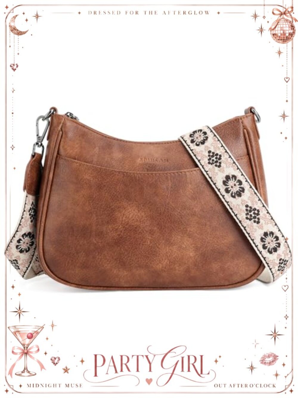 Vegan Leather Crossbody Bag Adjustable Strap Shoulder Purse
